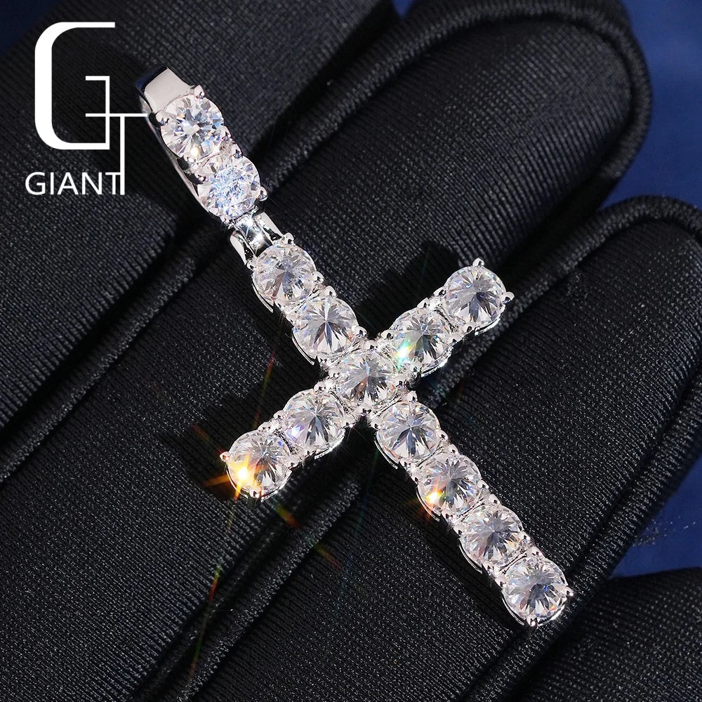 GRA Moissanite Pendant Cross Reversed Setting 925 Silver Pendant Custom Pendants Hip Hop Jewelry Moissanite Pendant Charms