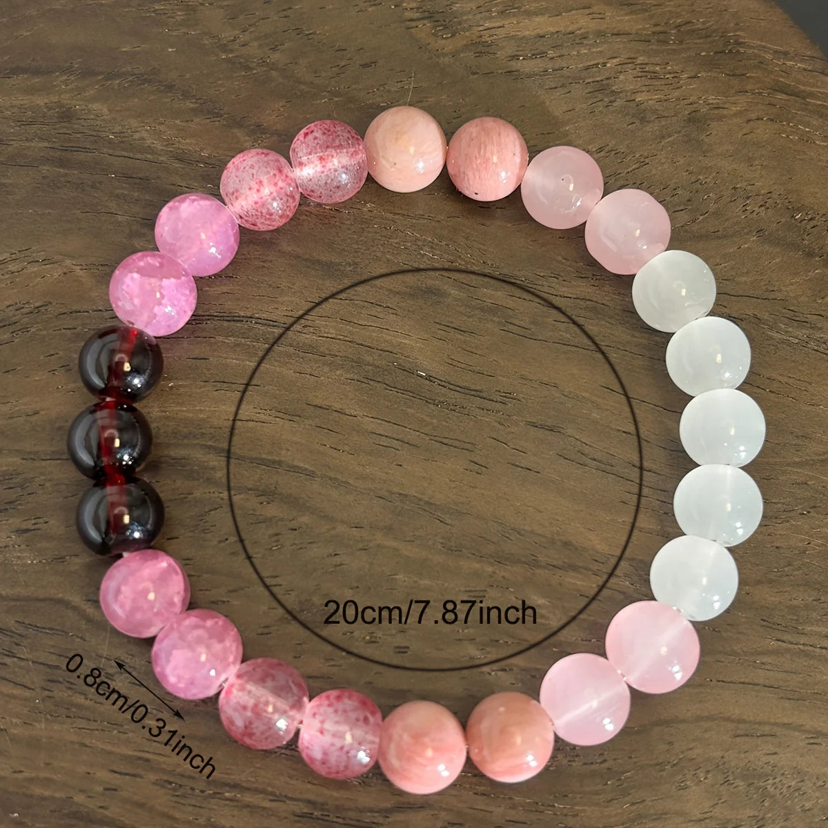 1pc White & Pink Color Natural Stone Beads Beaded Bracelet Handmade Yoga Hand String Jewelry