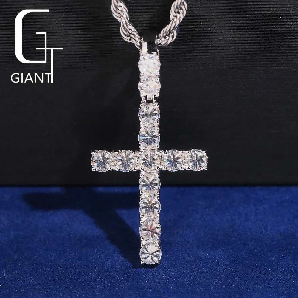GRA Moissanite Pendant Cross Reversed Setting 925 Silver Pendant Custom Pendants Hip Hop Jewelry Moissanite Pendant Charms