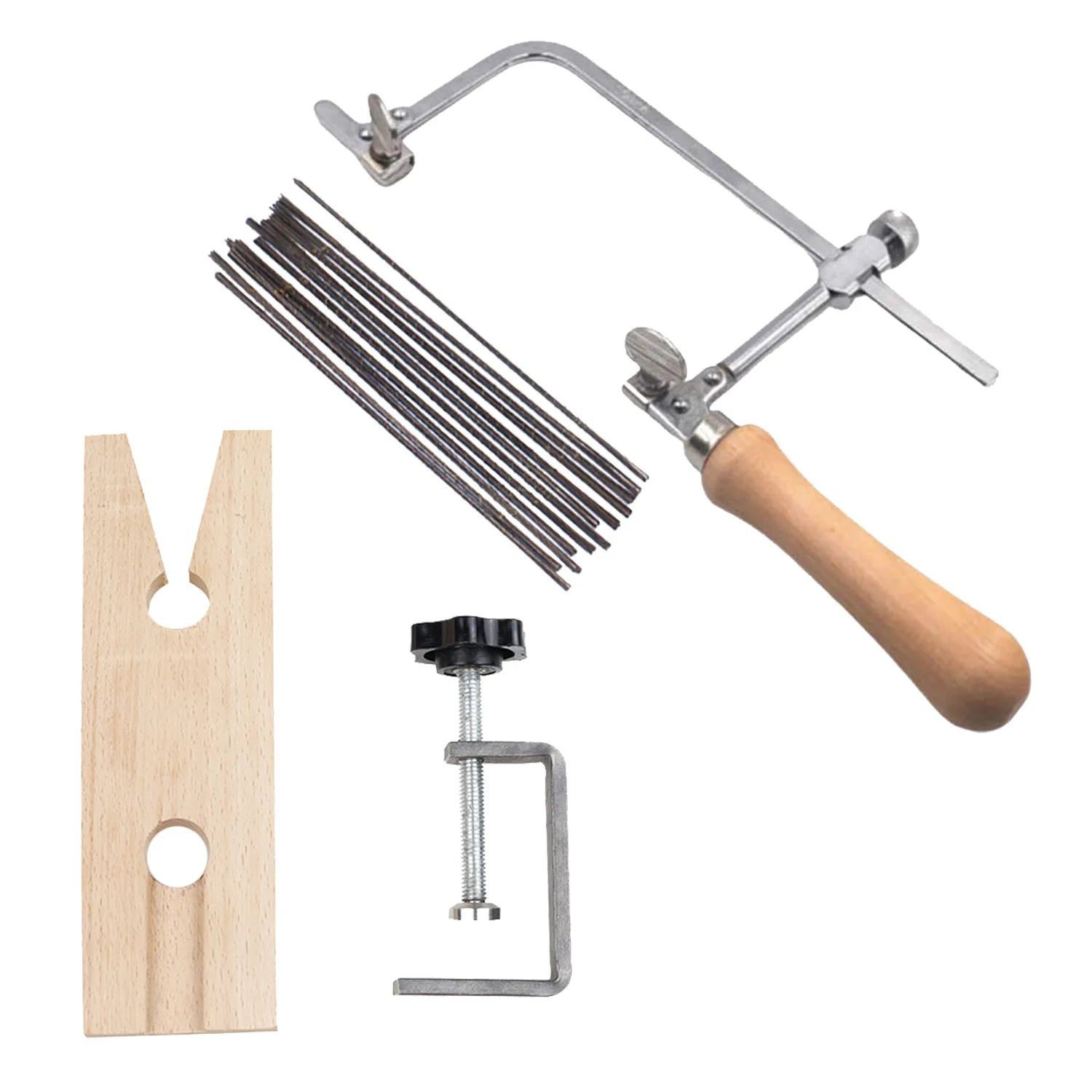 Natural color wooden handle movable saw bow for jewelry cutting and DIY crafts flower saw wire saw