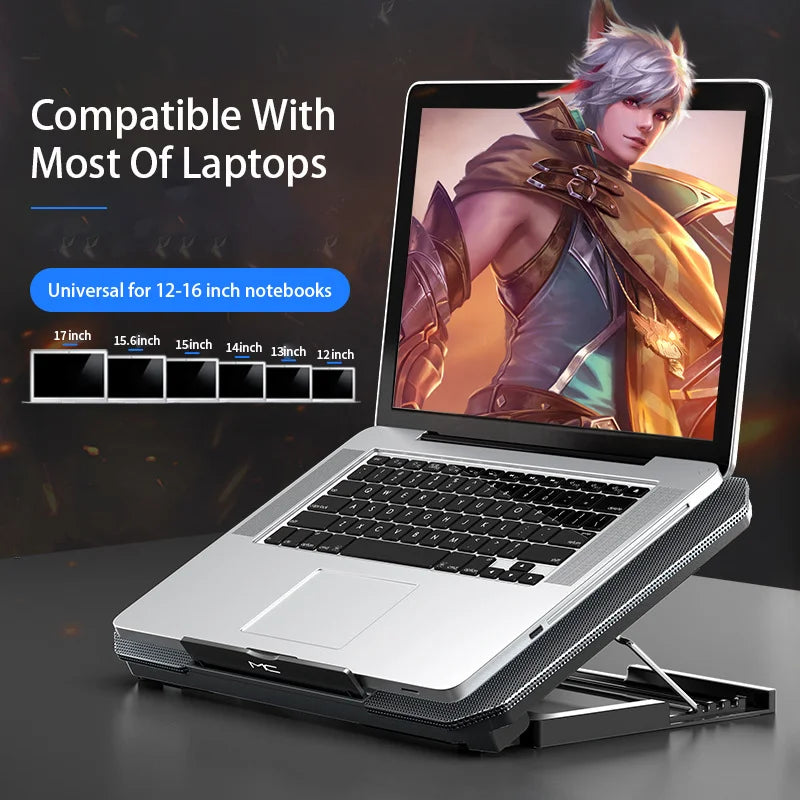 Gaming Laptop Cooler Large Size For 12-16 Inch Notebook Two USB Laptop Cooling Pads Wind Speed Adjustable Silent Laptop Stand
