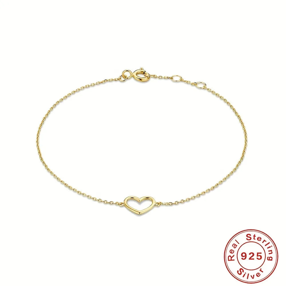 Lanshang 925 Sterling Silver Bracelets Heart Shaped for Teen Girls Bestfriend Gift Romantic Jewelry