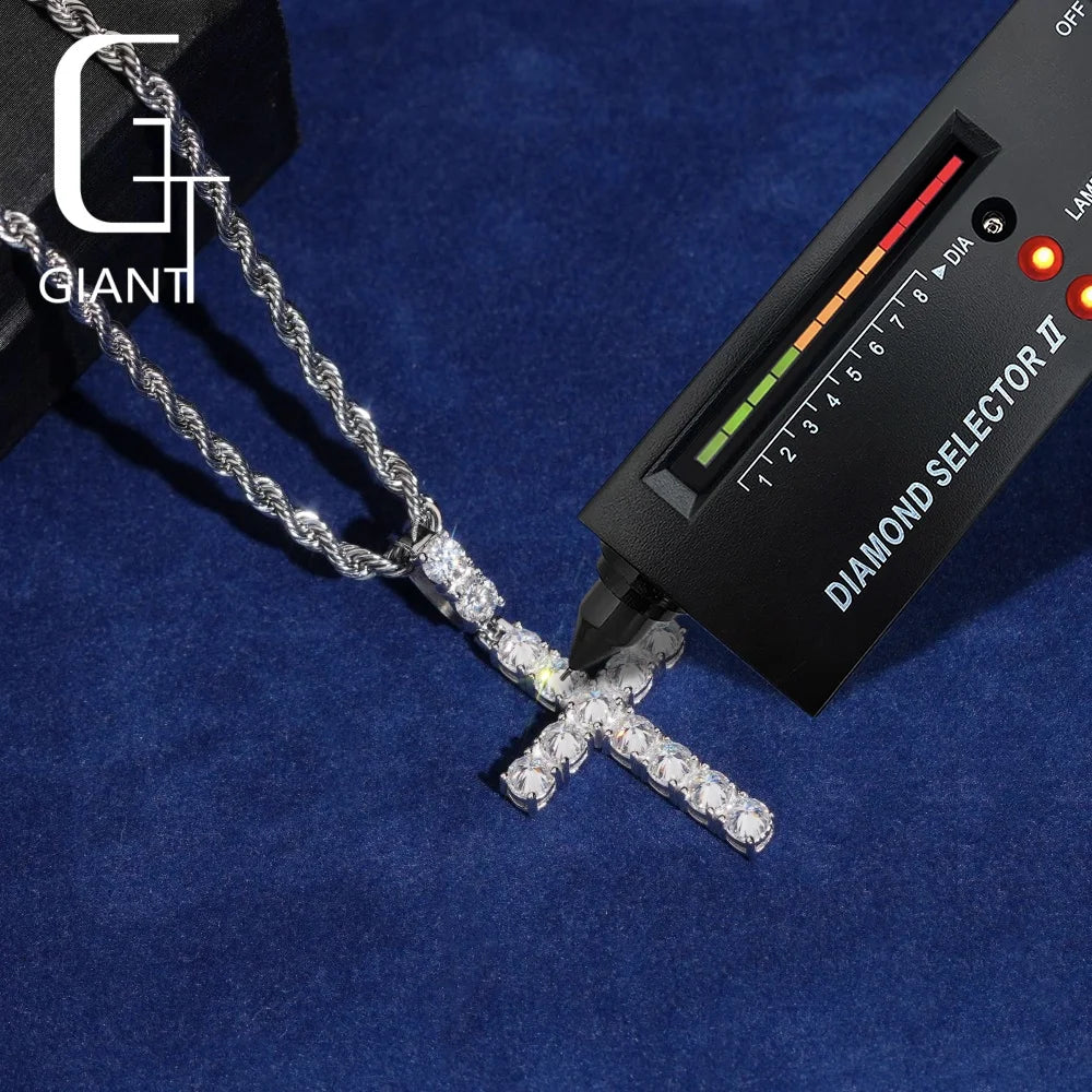 GRA Moissanite Pendant Cross Reversed Setting 925 Silver Pendant Custom Pendants Hip Hop Jewelry Moissanite Pendant Charms
