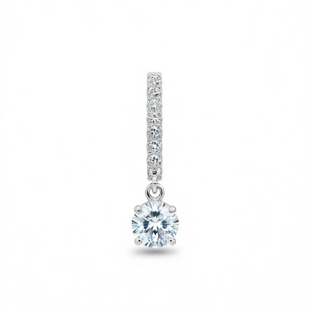White Gold Diamond Earrings Round Brilliant Cut G Color Natural Diamond Classic Women's Engagement Jewelry with Side Diamond