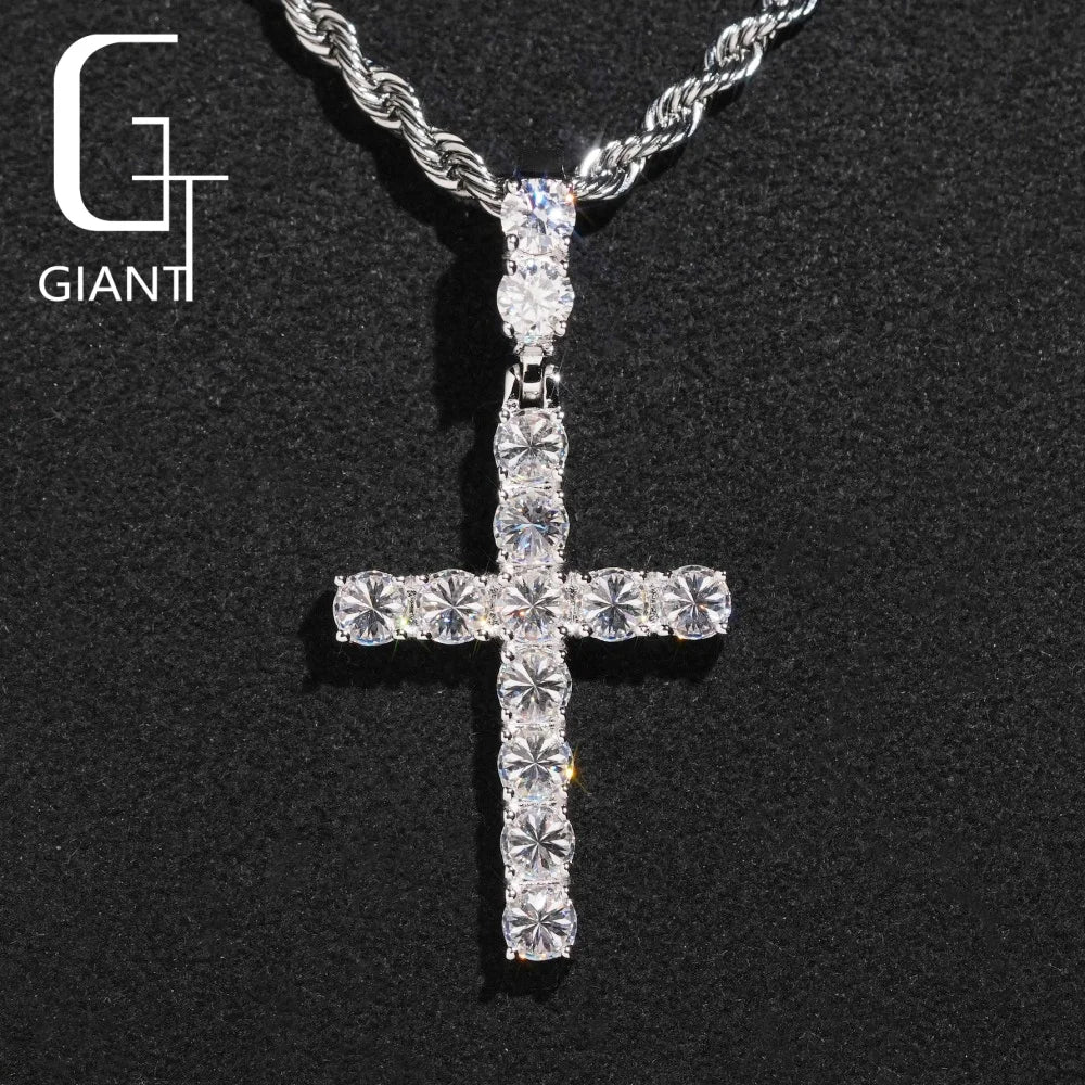 GRA Moissanite Pendant Cross Reversed Setting 925 Silver Pendant Custom Pendants Hip Hop Jewelry Moissanite Pendant Charms