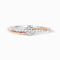 Korean Japanese Two-Tone Thin Band Micro Inlaid Geometric Swing Arm Pinky Ring