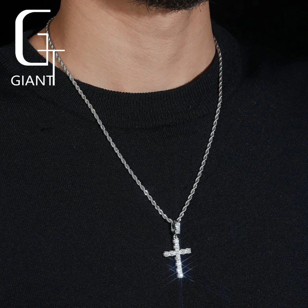 GRA Moissanite Pendant Cross Reversed Setting 925 Silver Pendant Custom Pendants Hip Hop Jewelry Moissanite Pendant Charms