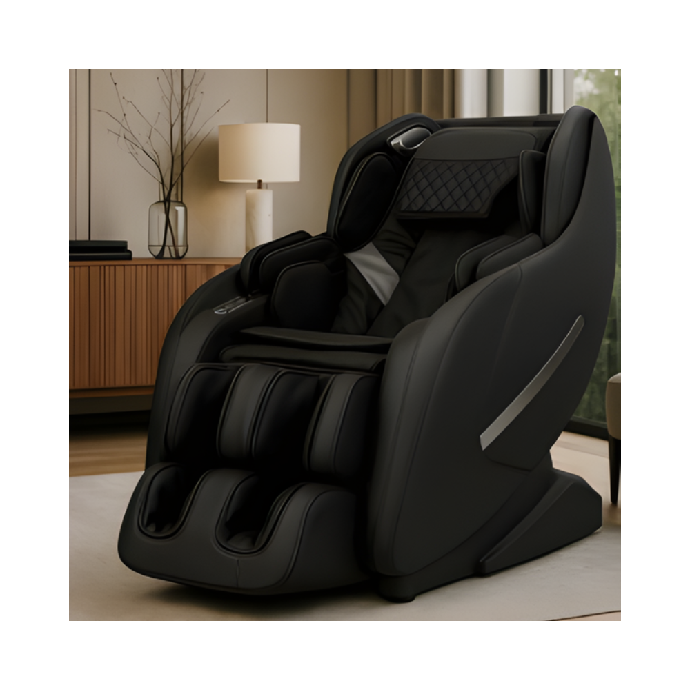 Fauteuil de Massage iComfort 2D Zero Gravity avec Rails Guidés Courbés, 5 Modes de Massage, Haut-parleurs Bluetooth - Noir (IC3860)