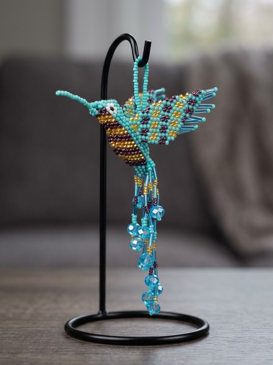 Turquoise Beaded Humming Bird