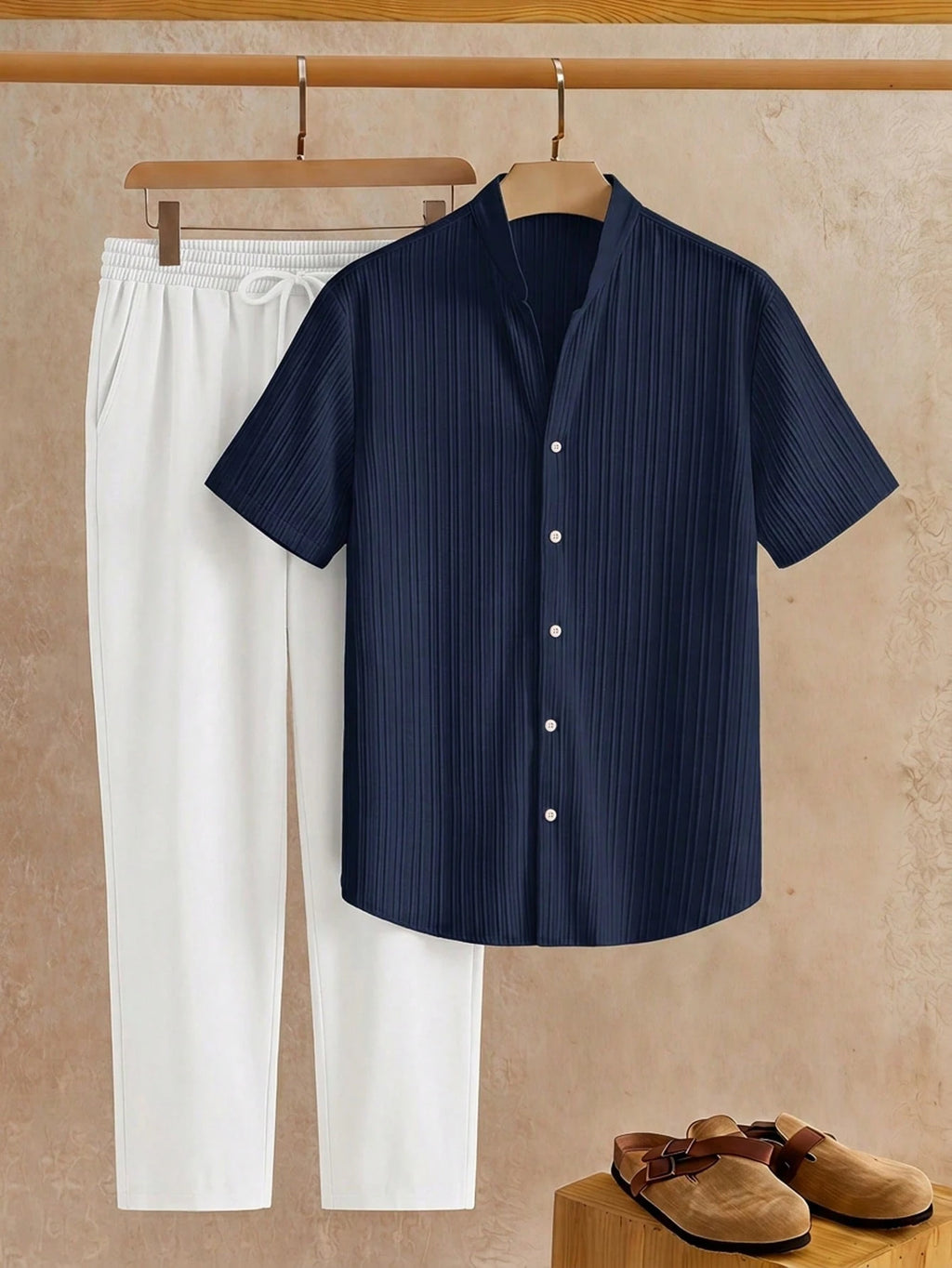 Men's Two-Piece Relaxed Resort Shirt & Cropped Pants Set