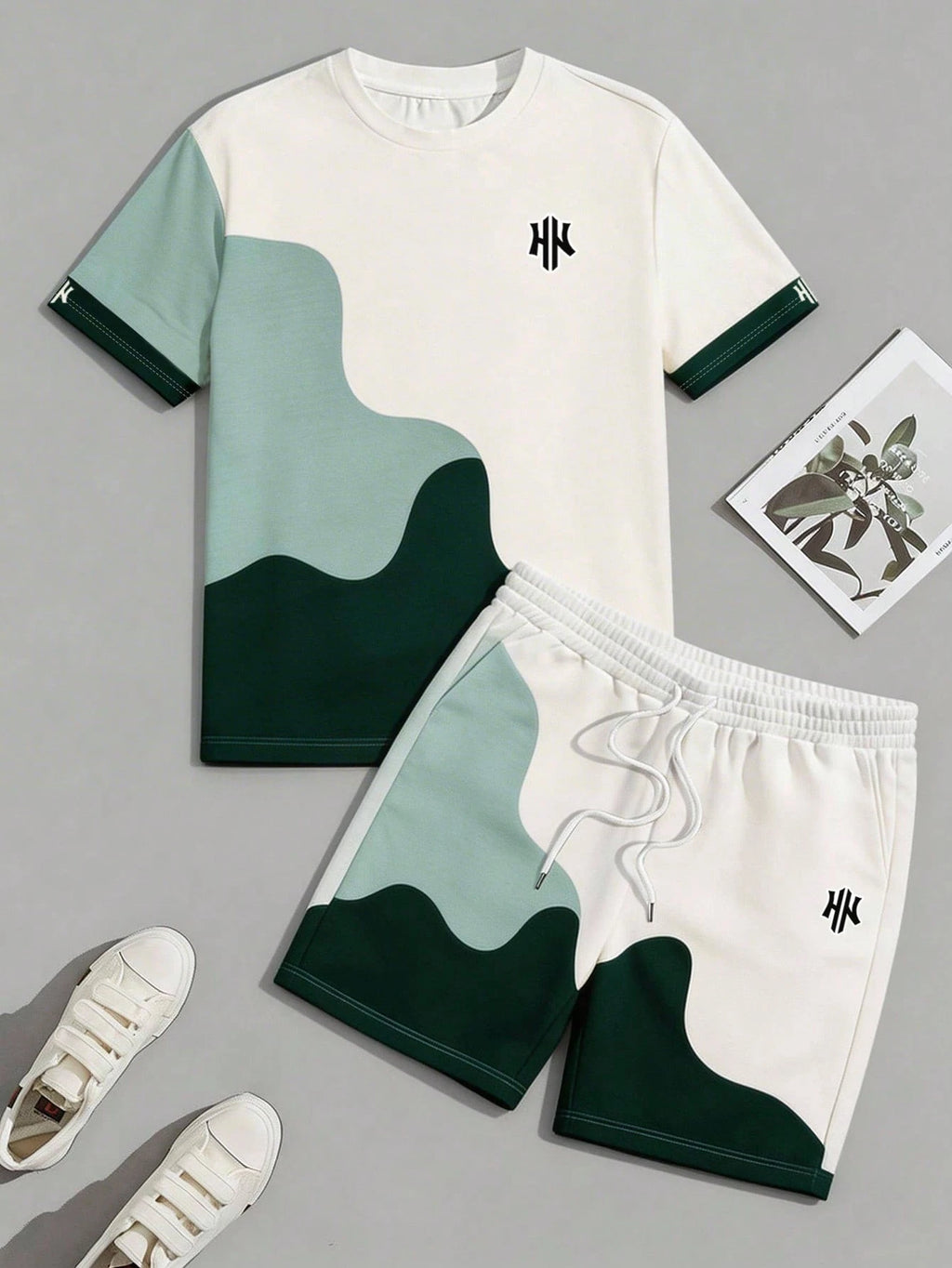 Men's Two-Piece Wave Colorblock Track Short Set