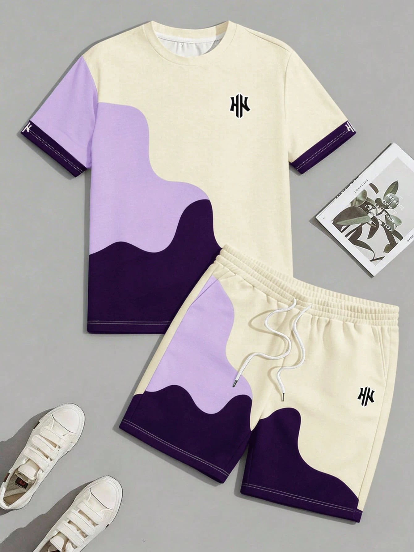 Men's Two-Piece Wave Colorblock Track Short Set