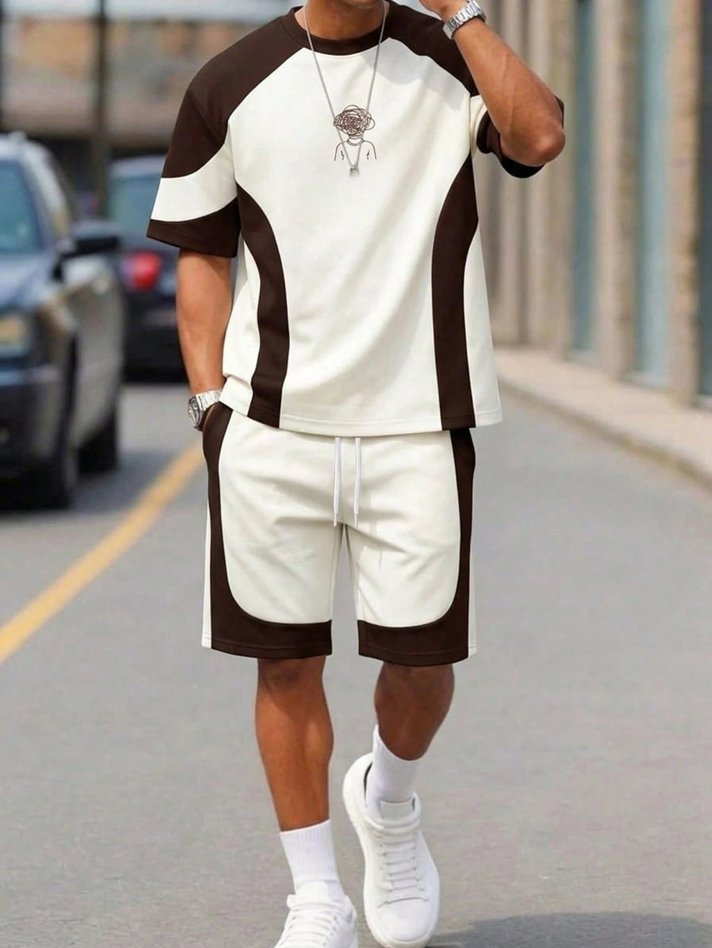 Men's Two-Piece Urban Colorblock Track Short Set