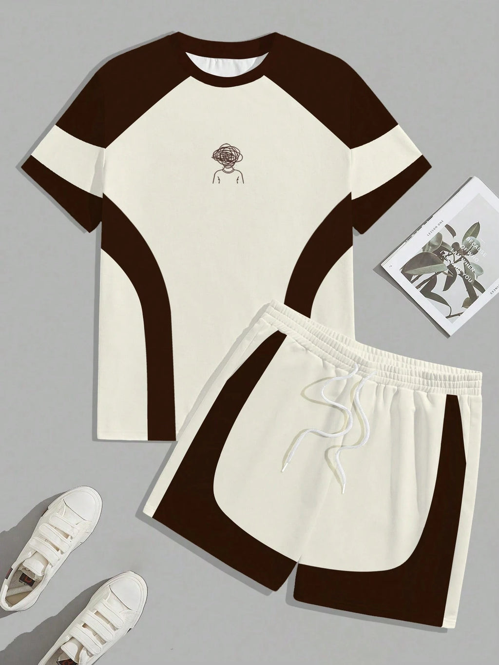 Men's Two-Piece Urban Colorblock Track Short Set