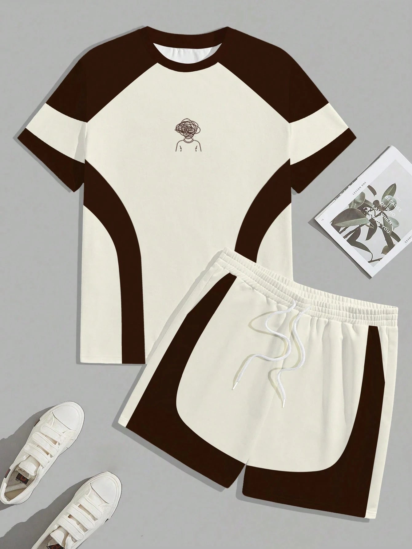 Men's Two-Piece Urban Colorblock Track Short Set