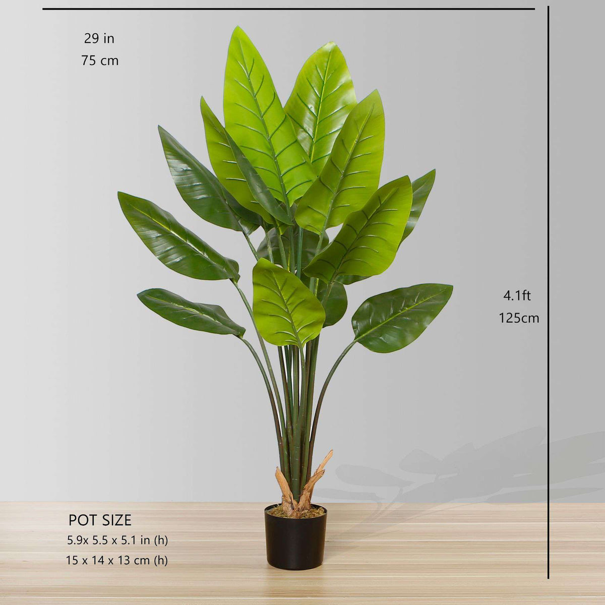 Javi Artificial Spathiphyllum Leaf Potted Plant 51"