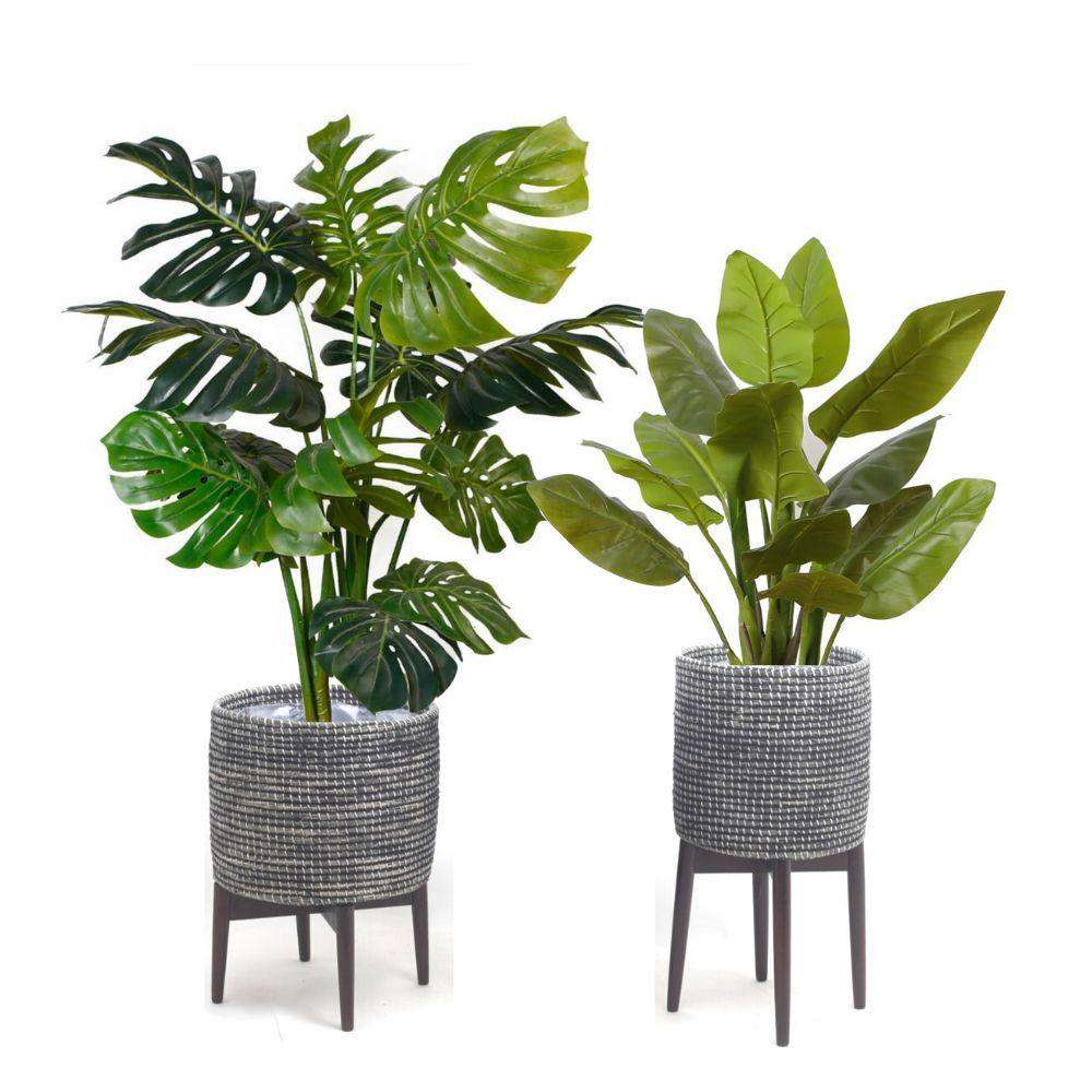 Jax -Black Tall Mid-Century Planter With Turned Leg Stand