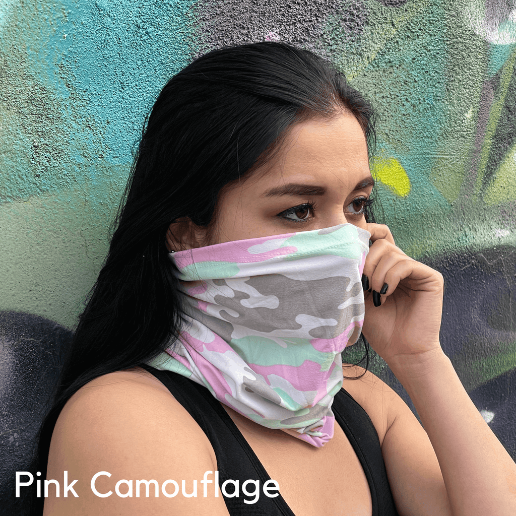 Sports Neck Gaiter Face Mask for Outdoor Activities Black Lavender