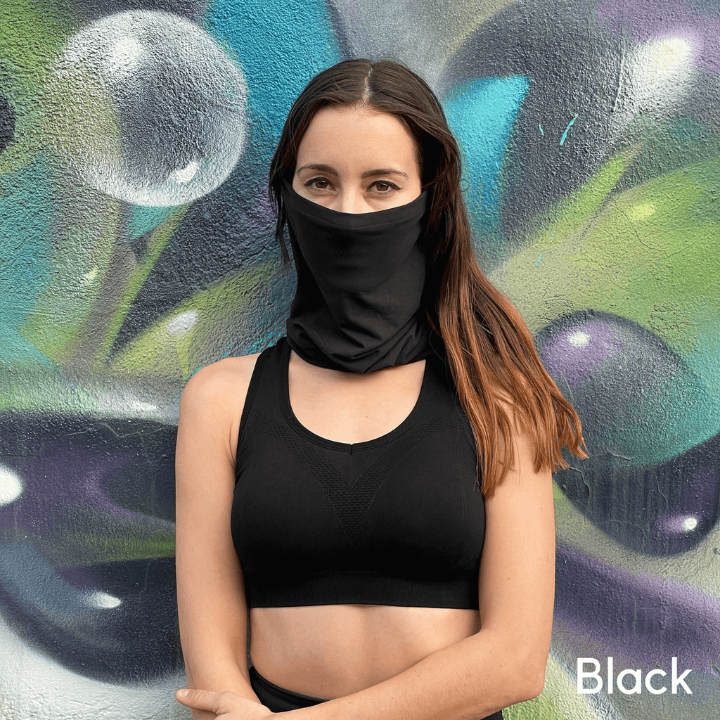 Sports Neck Gaiter Face Mask for Outdoor Activities Black Lavender