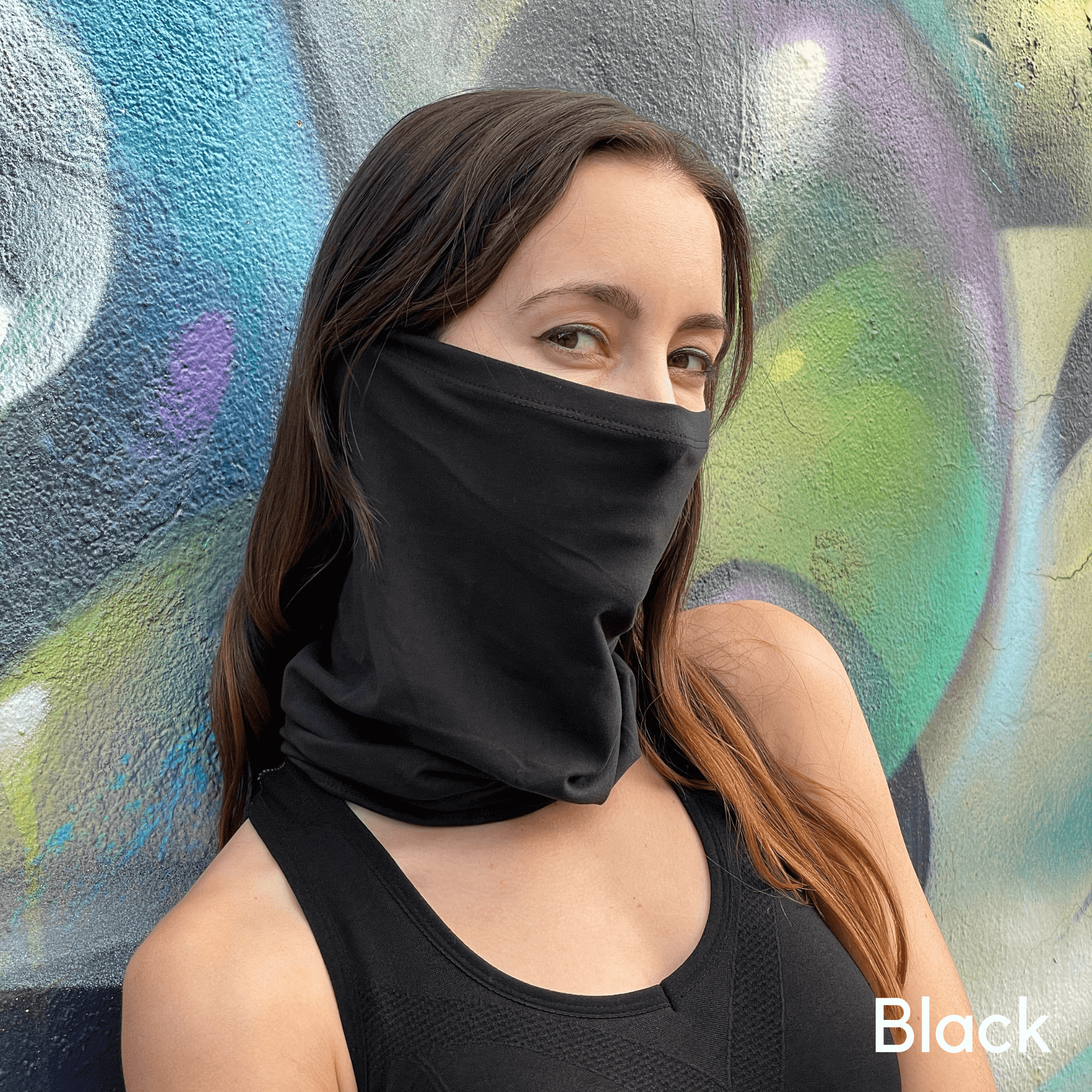 Sports Neck Gaiter Face Mask for Outdoor Activities Black Lavender