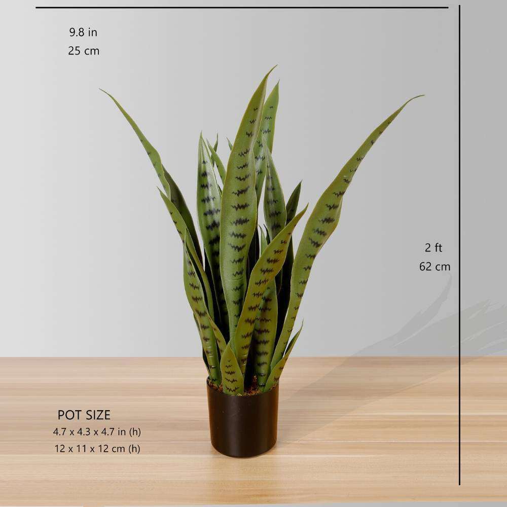 Jose Artificial Snake Sansevieria Dark Green Potted Plant 26"