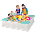 Outdoor-Sandkasten für Kinder mit Oxford-Abdeckung und 4 Eck-Sitzplätzen – Weiß