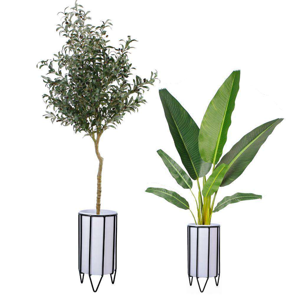 Mati - White Planter With Black Stand