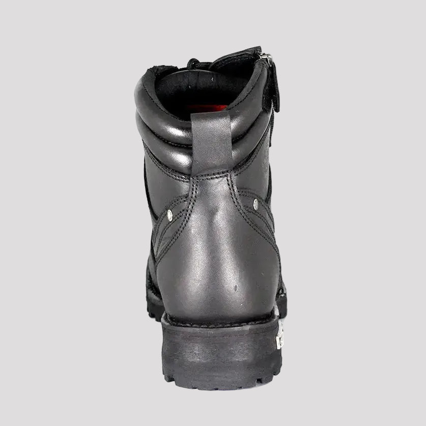 Botas de motociclismo para hombre Milwaukee Leather de 6" con cordones y cremallera lateral