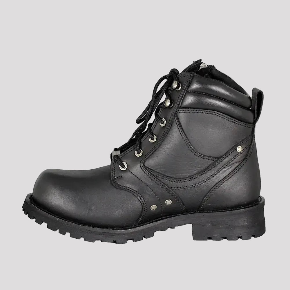 Botas de motociclismo para hombre Milwaukee Leather de 6" con cordones y cremallera lateral