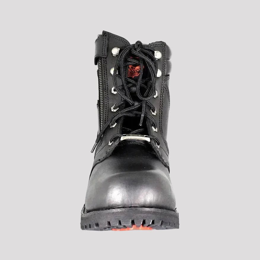 Botas de motociclismo para hombre Milwaukee Leather de 6" con cordones y cremallera lateral