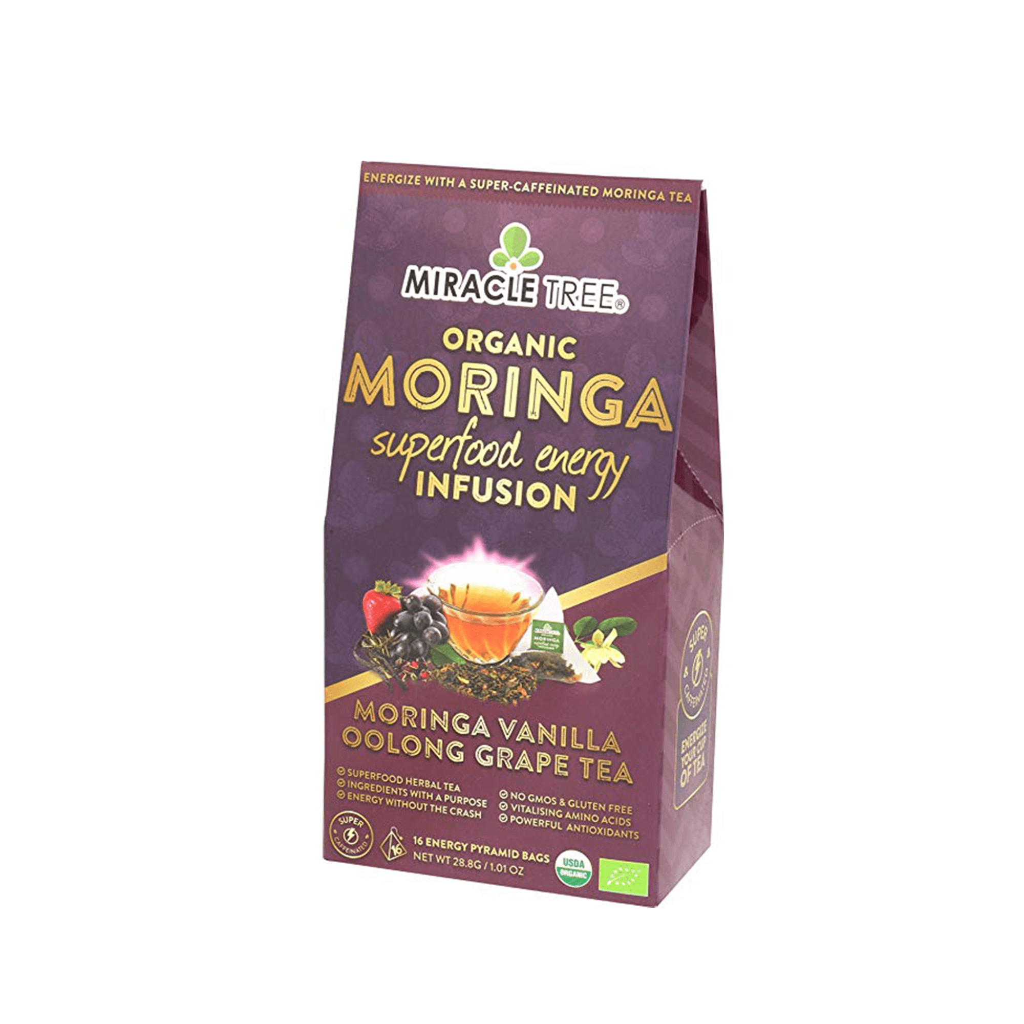 Organic Moringa Energy Tea - Grape Vanilla - Natural Coffee Gold Milo