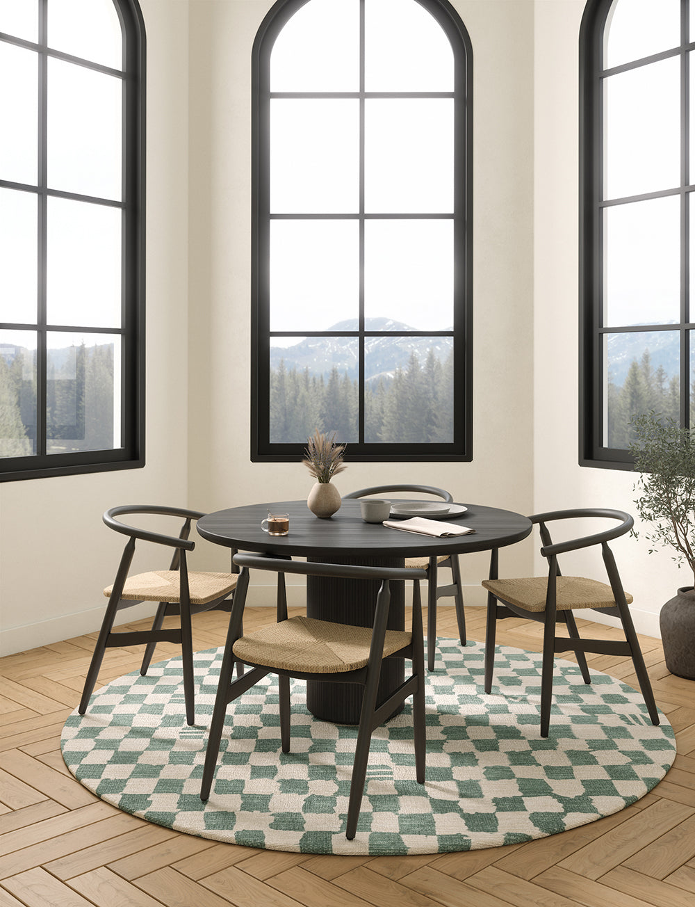 Metro Checkered Slate Green Rug