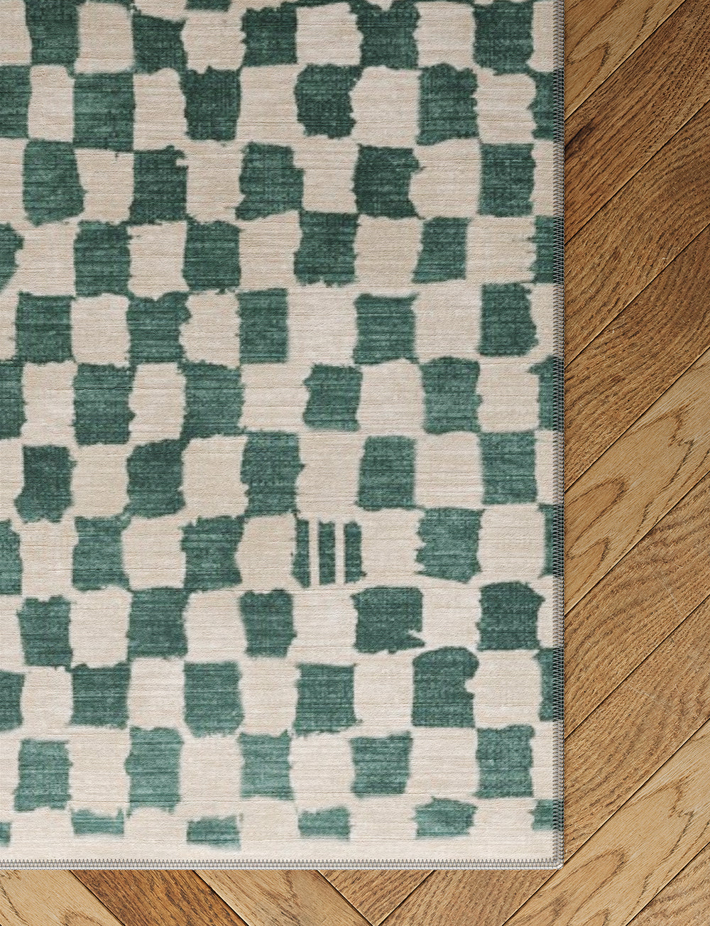 Metro Checkered Slate Green Rug
