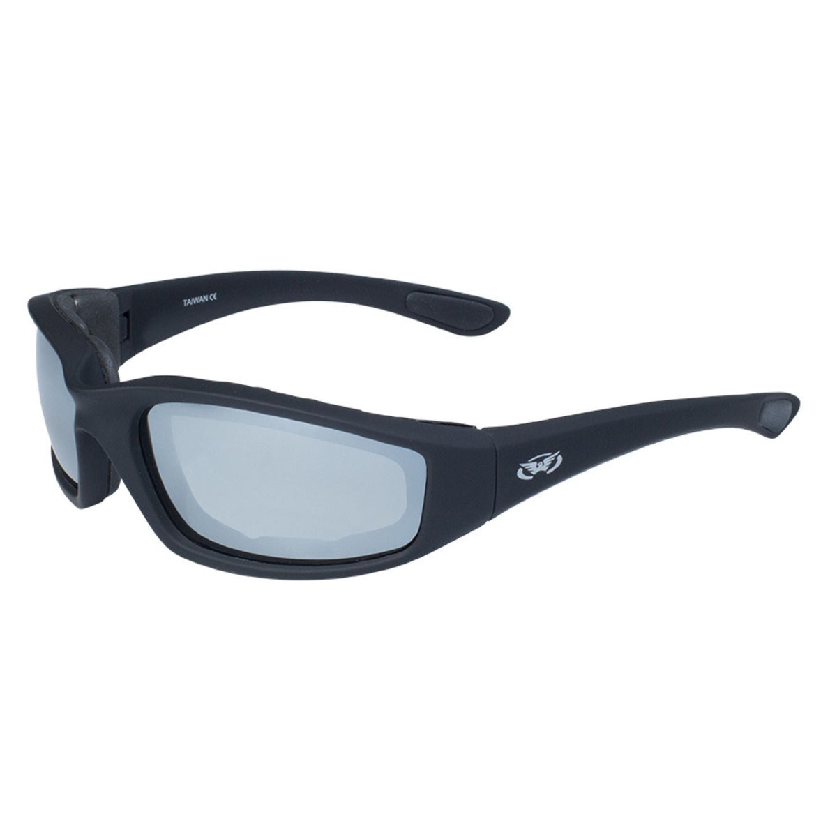 Lunettes de soleil de moto rembourrées Global Vision Kickback. Lunettes de conduite noir mat au toucher doux