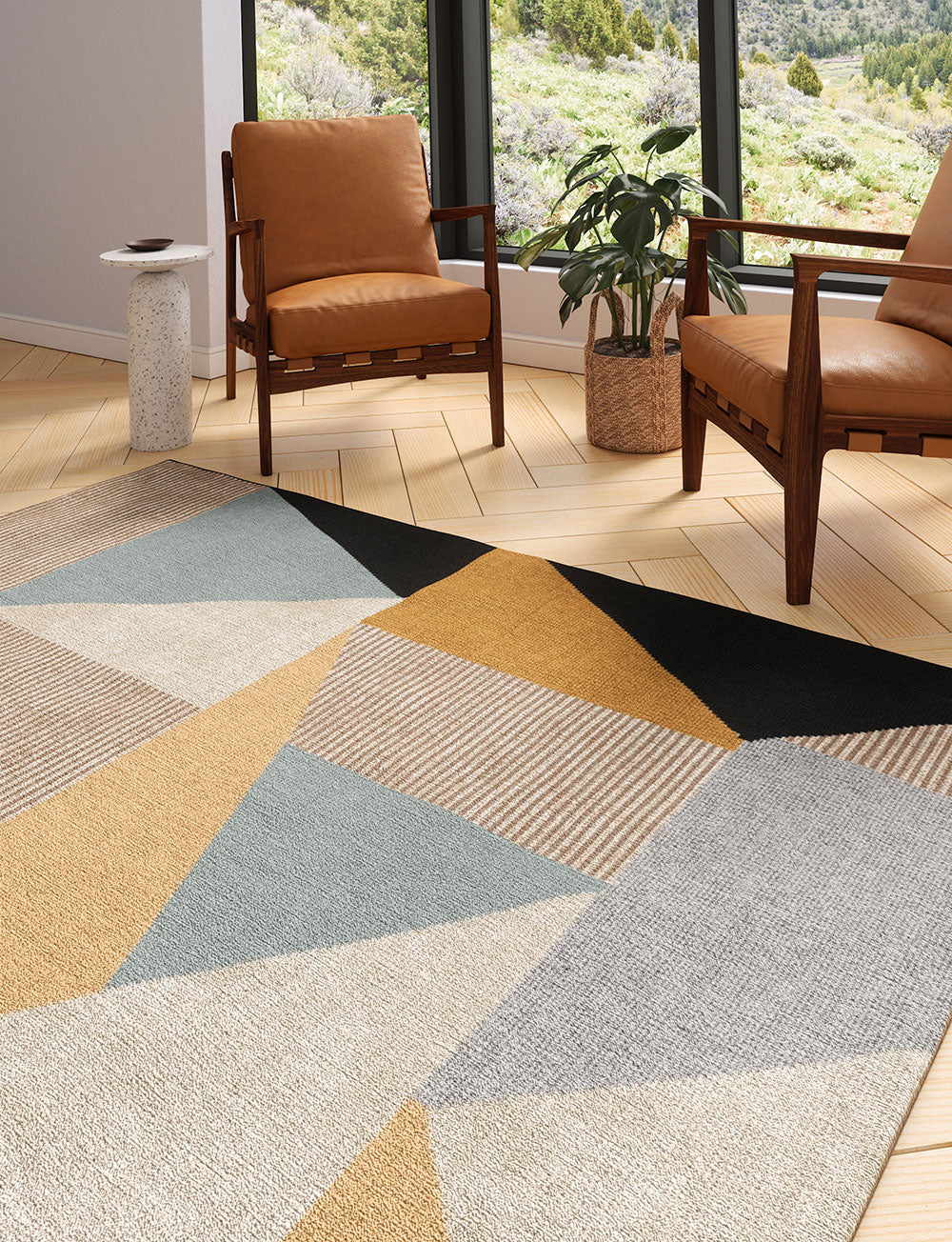 Mizza Black Yellow Multicolor Rug