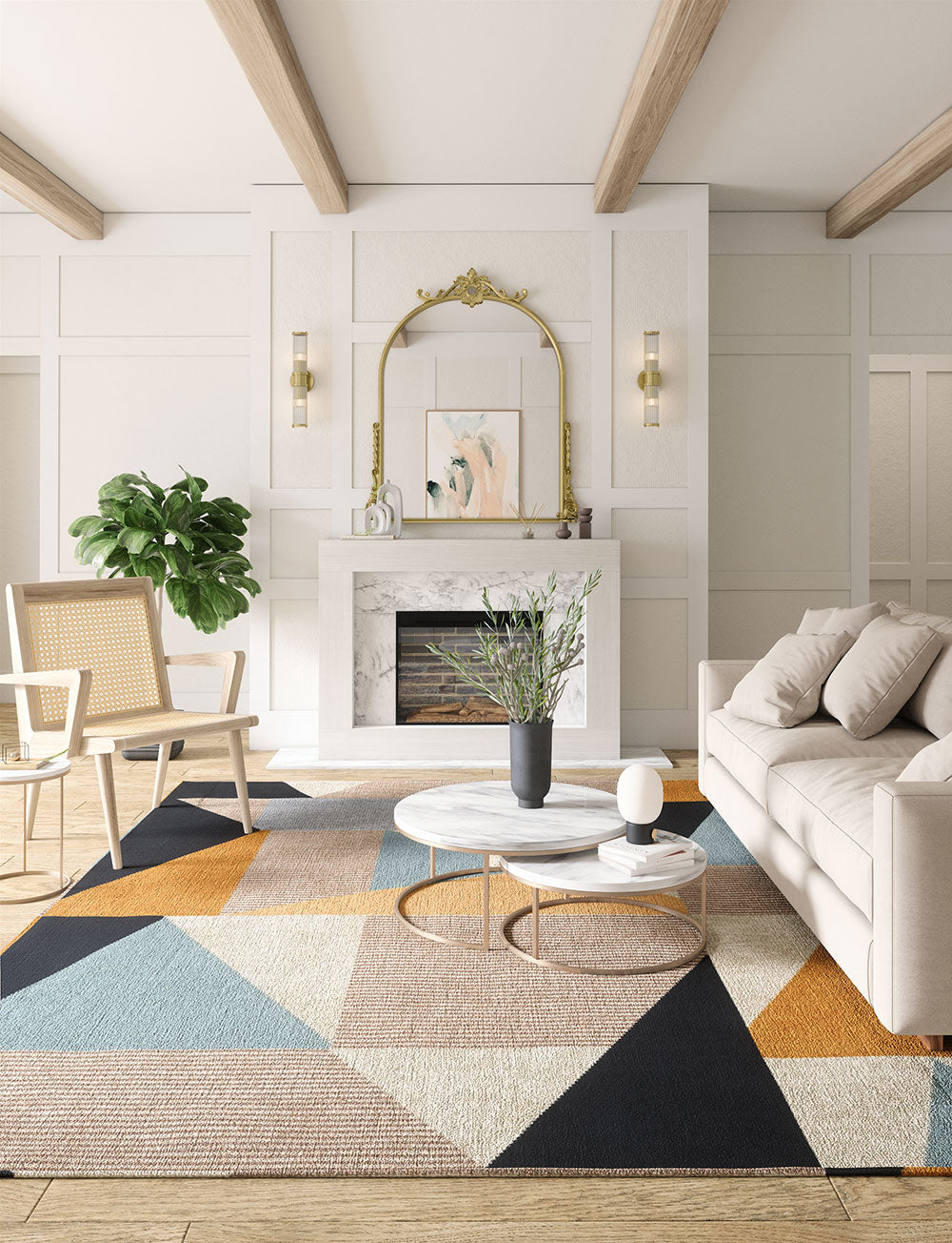 Mizza Black Yellow Multicolor Rug