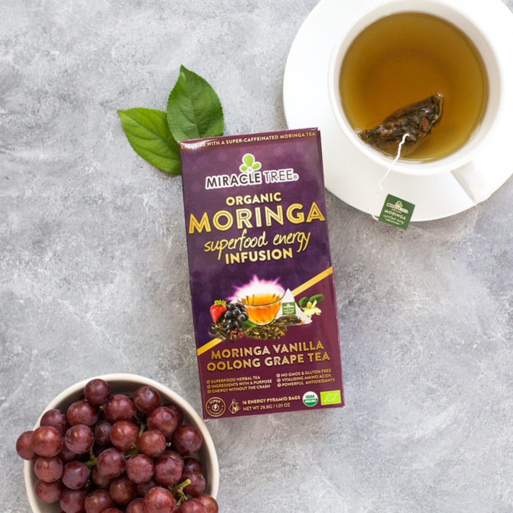 Organic Moringa Energy Tea - Grape Vanilla - Natural Coffee Gold Milo