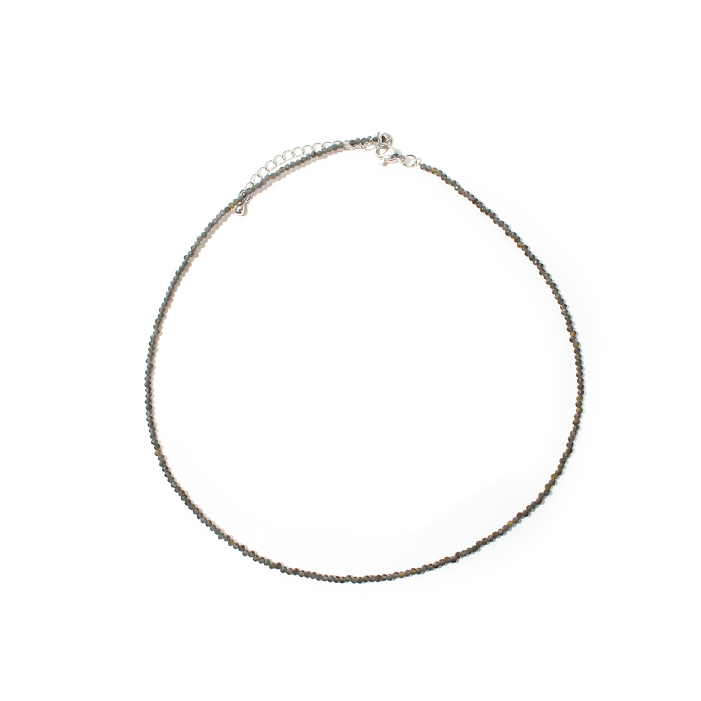 Black Obsidian Bead Necklace - 2-3mm
