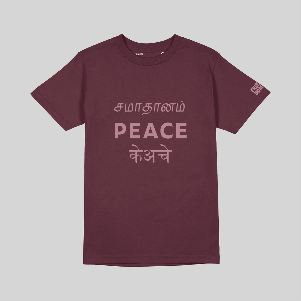 CAMISETA PEACE - GRANATE
