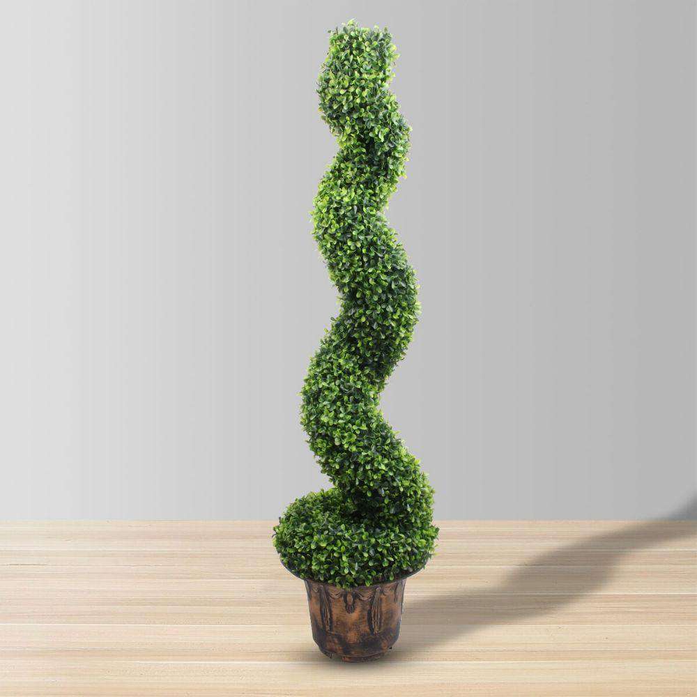 Norwich Faux Potted Spiral Boxwood Topiary Plant 48''