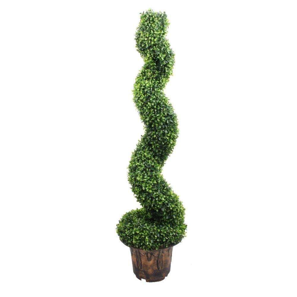 Norwich Faux Potted Spiral Boxwood Topiary Plant 48''