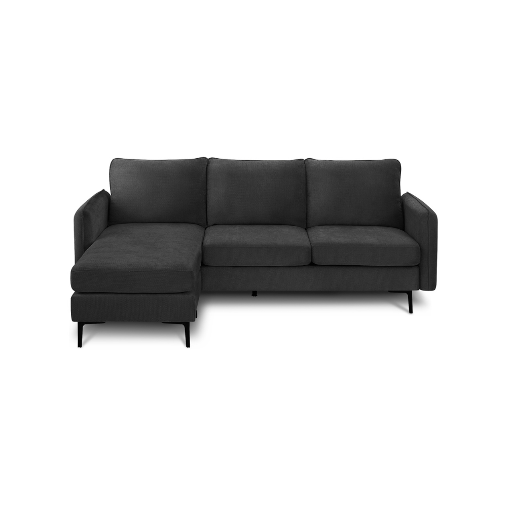 Sofa chaise longue de 85" Monarch - COACH-20 - tissu noir (8K14C20)