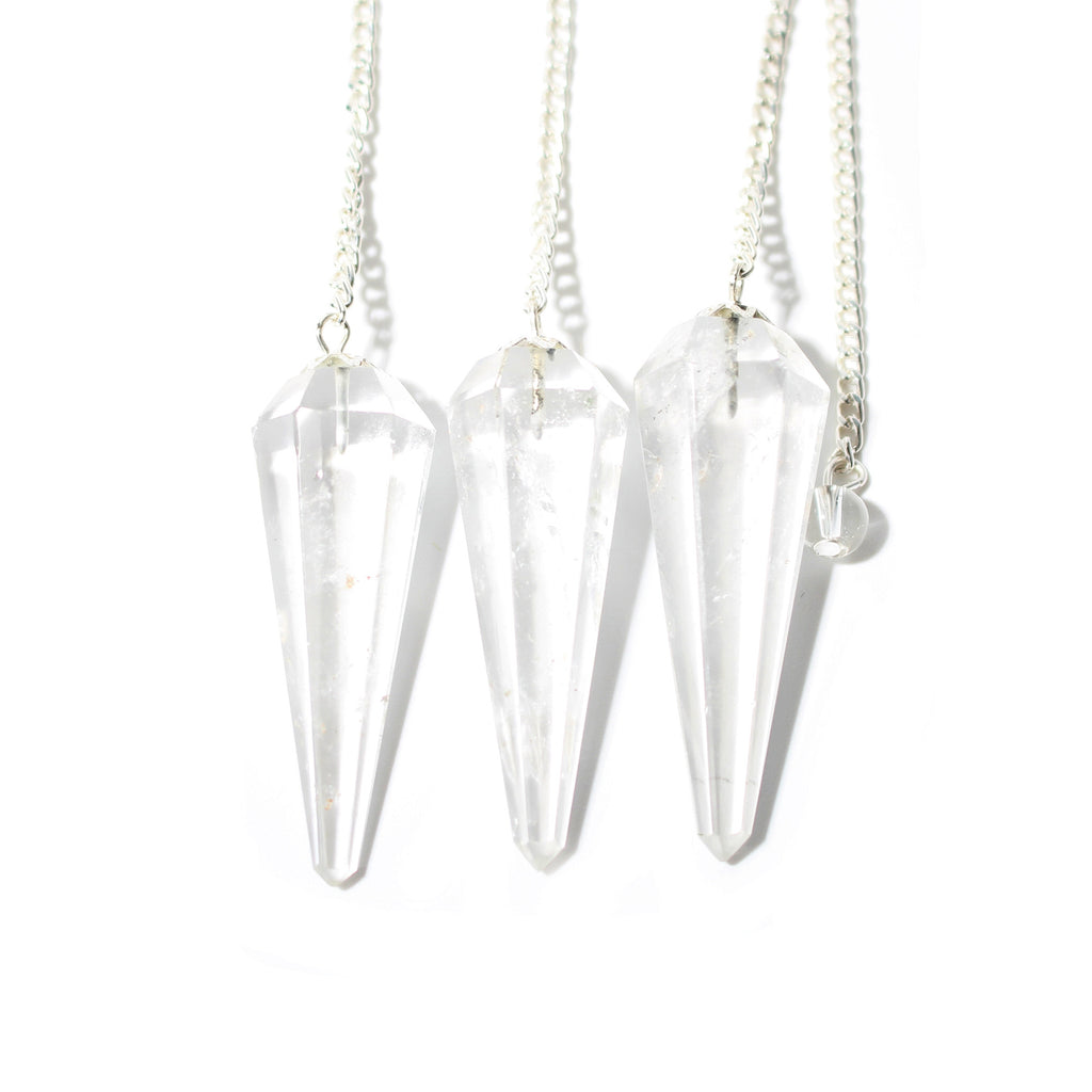 Clear Quartz Pendulum 6 Facet & Bead - 3 Pack