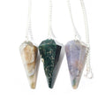 Green Moss Agate Pendulum 6 Facet & Bead - 3 Pack