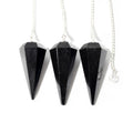 Black Tourmaline Pendulum 6 Facet & Bead - 3 Pack