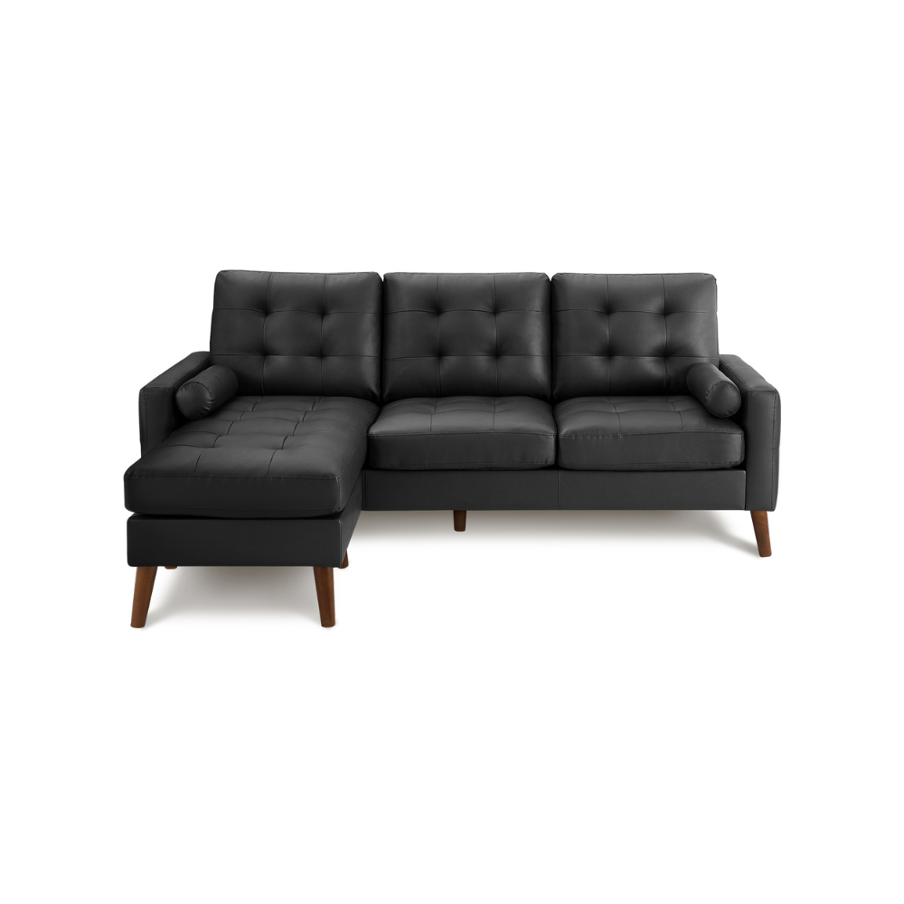 Sofa chaise longue avec deux coussins de 85" Monarch - CK5A95 - PU noir (8J14A95)