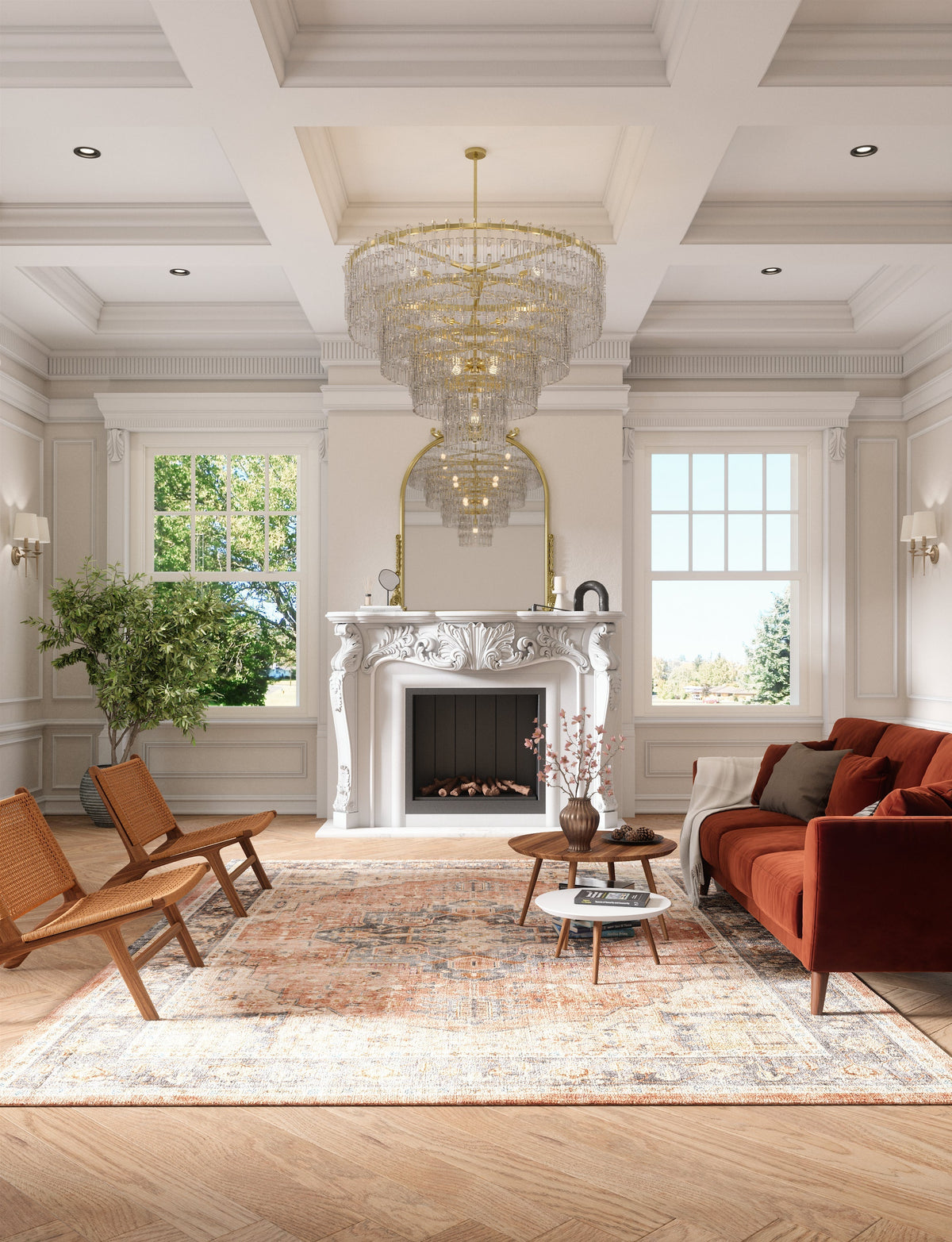 Riverra Terracotta Black Rug