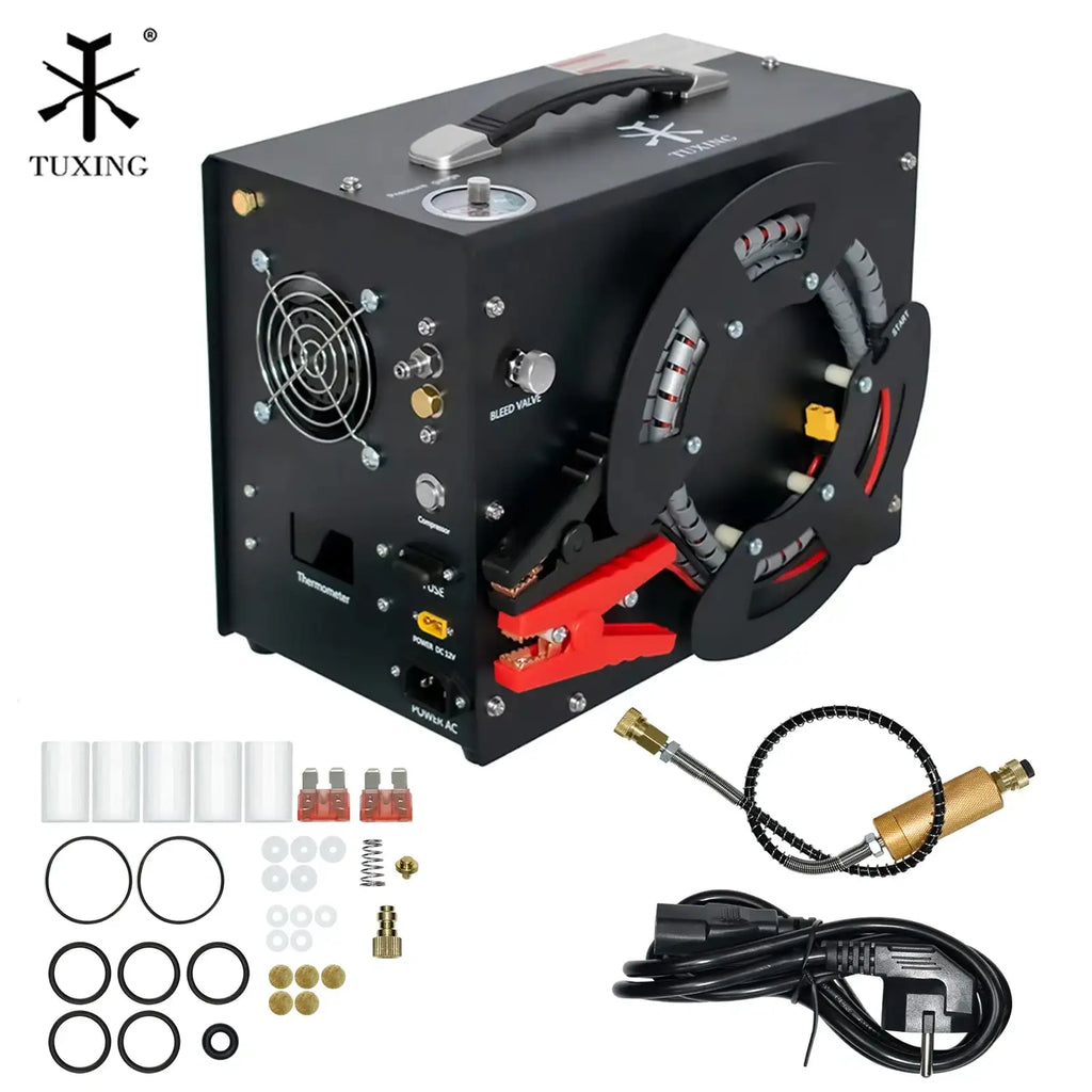 Compresseur d'air PCP portable TUXING TXES062 4500Psi 300Bar haute pression avec arrêt automatique et alimentation de voiture 12V pour carabine
