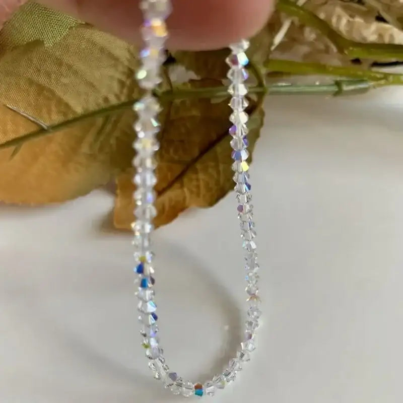 Pulsera de cristal fino, transparente y brillante para mujer, pulsera elástica con refracción de luz colorida y diseño sencillo, joyería para regalo de fiesta 2023