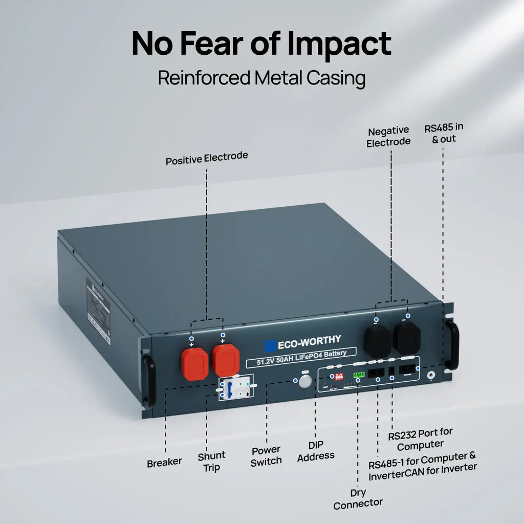 Batería LiFePO4 para rack de servidores de 48V 50Ah, montaje en rack 3U con Bluetooth y Wi-Fi, BMS inteligente, CAN/RS485